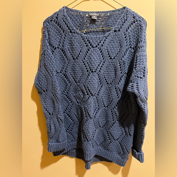 Eddie Bauer open weave blue sweater M - Picture 6 of 6